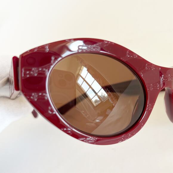 BALENCIAGA  Logo Embossed Round Cat Eye Frame Sunglasses NWOT - Picture 6 of 10